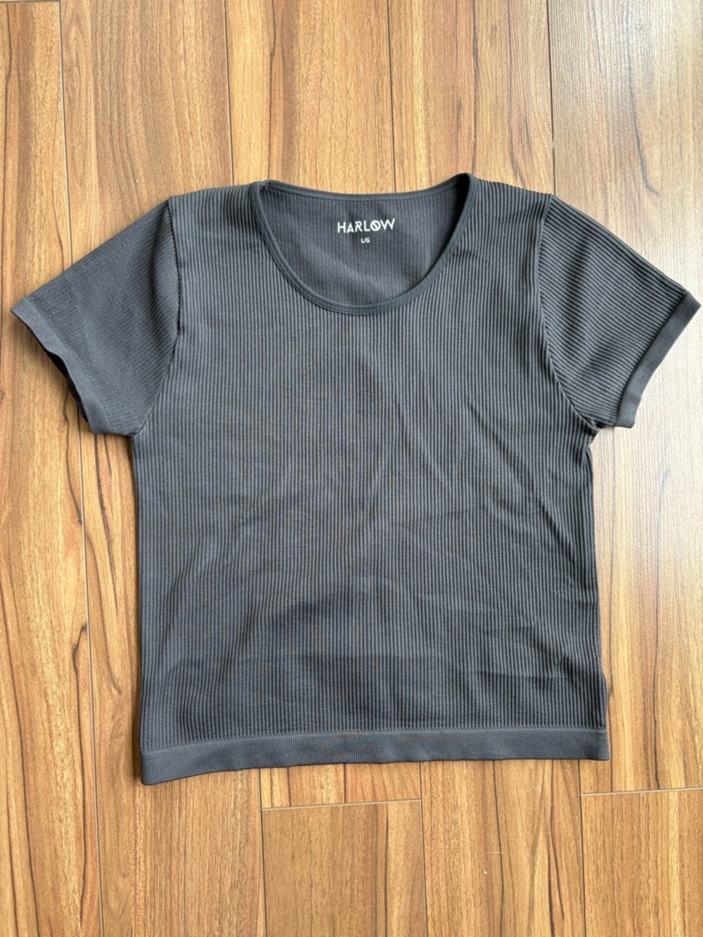Harlow Charcoal Ribbed Short Sleeve Tee